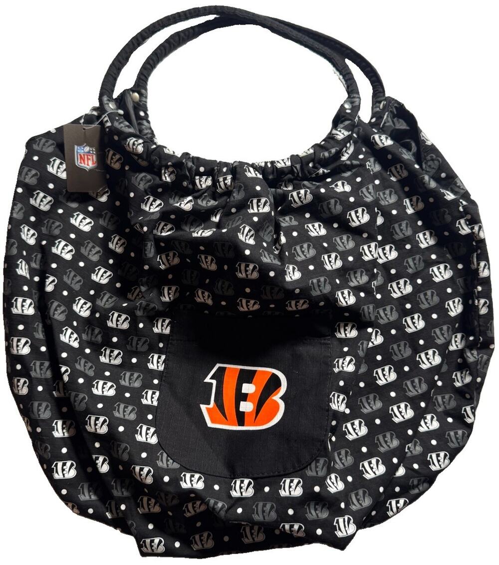 NFL Cincinnati Bengals Tote Shoulder Bag Black Logo Print NWT￼